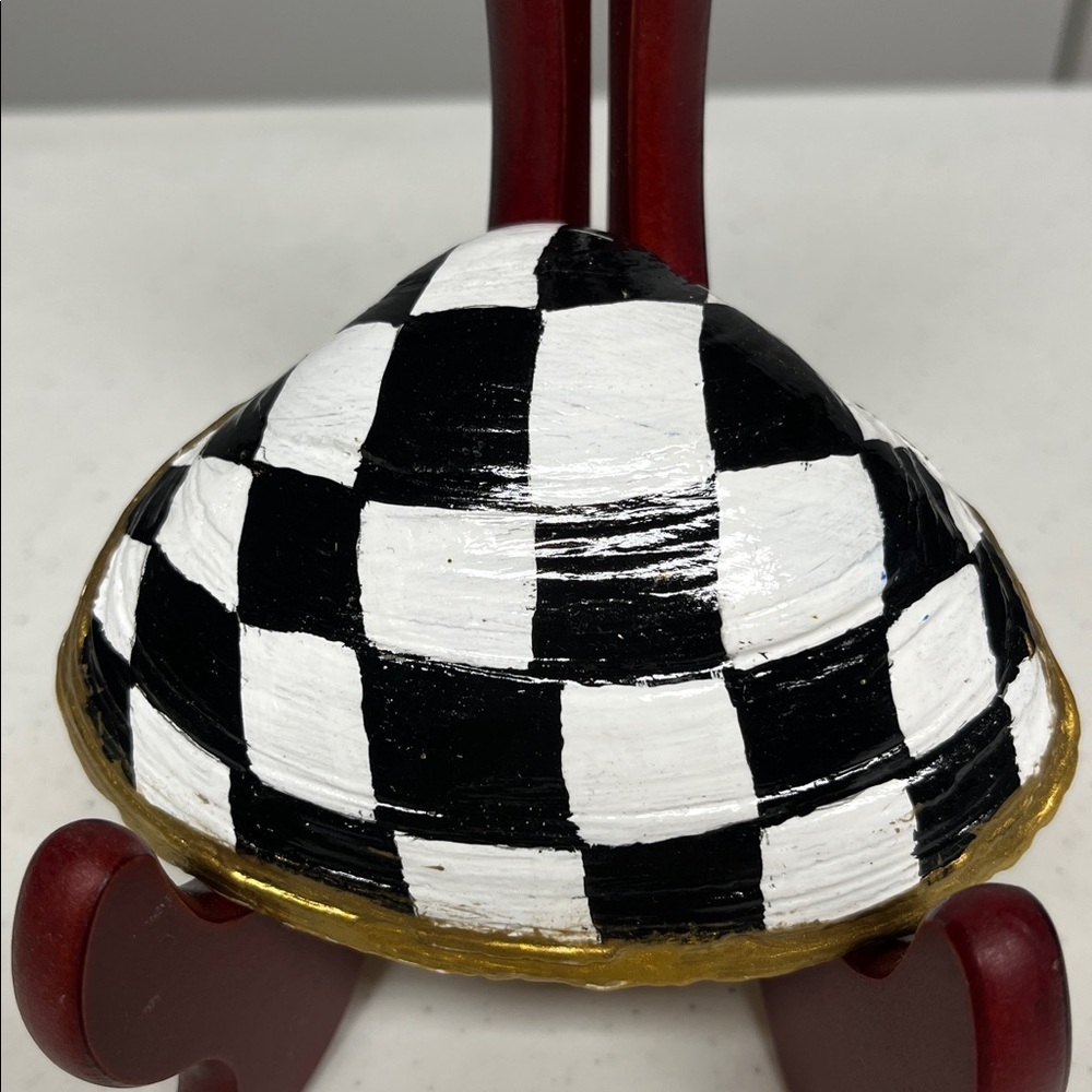 Hand Crafted Black and White Check Decorative Accent